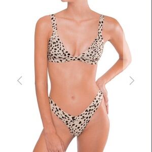 Oneone Black and tan beige Spotted Bikini Set